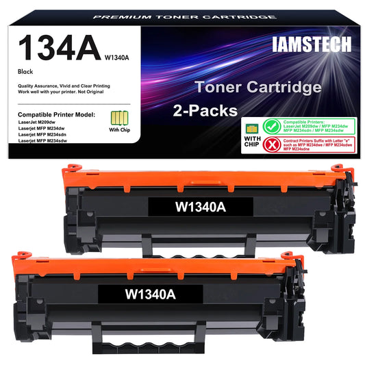 134A 134X Toner Cartridge (with Chip) HP 134A W1340A 134X W1340X Toner HP LaserJet M209dw MFP M234dw M234sdn M234sdw Printer Ink (Black, 2-Pack)