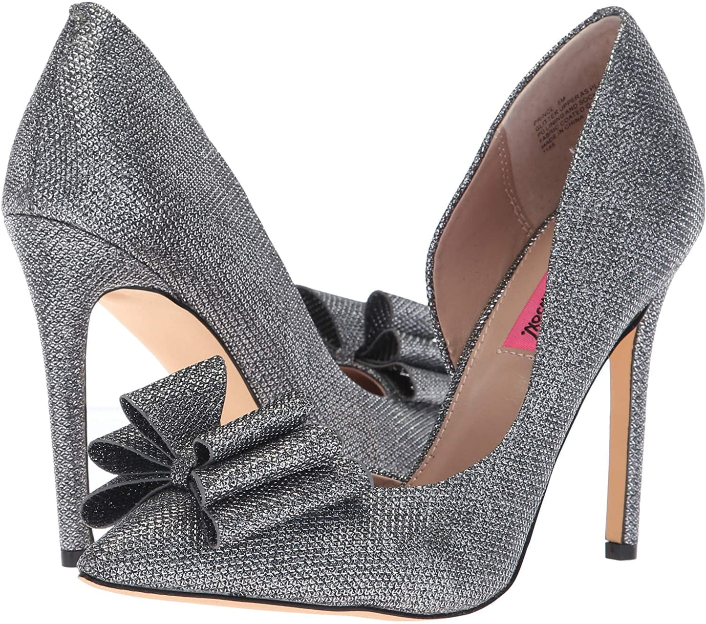 Womens Betsey Johnson Prince Dorsay Bow Toe Pumps - Pewter