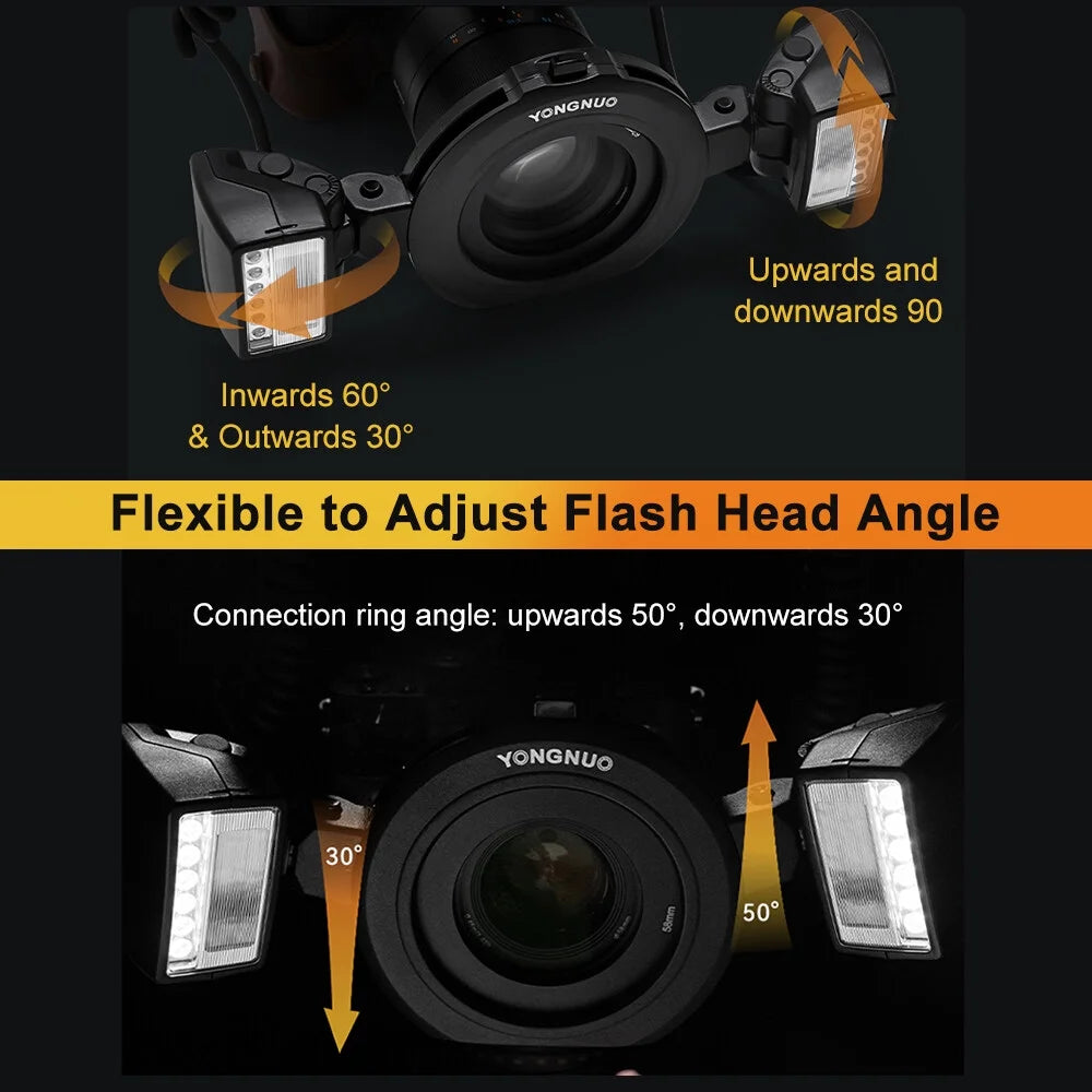 YONGNUO Flash lamp,A7III A7IV A6500 Dual Head 7pcs Adapter TTL Auto/Manual 5600K A7IV A7R III A7S Time 7pcs Camera Speedlite A9II A6600 A7C A9II A6300 A7R III lamp 3s Time ro Camera TTL