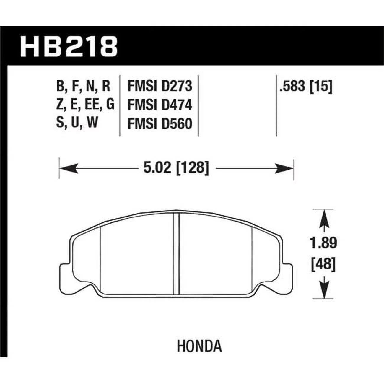 Street Front Brake Pads 1988-1989 Civic SI, 1992-2000 Civic CX & 1988-2000 DX 1998-2000 GX HPS