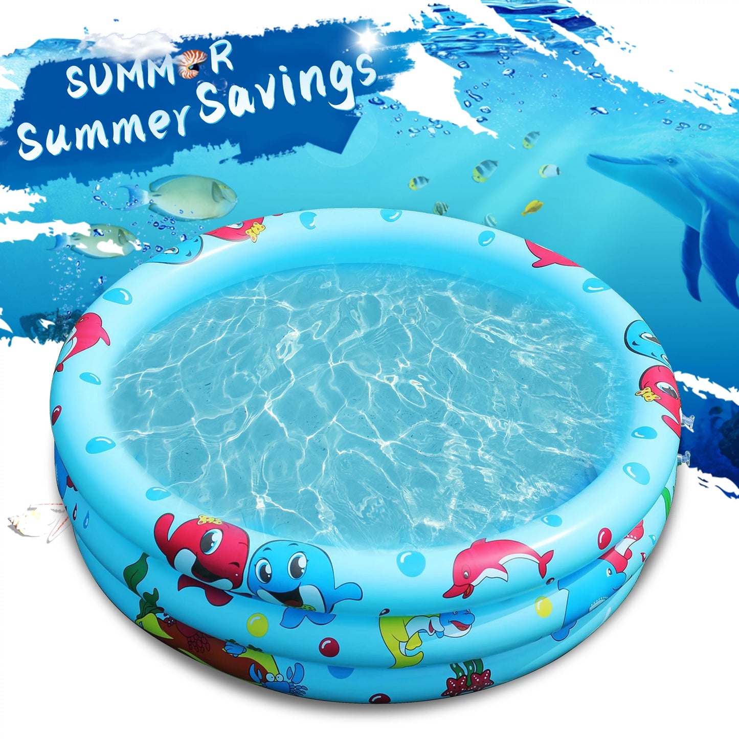 59" Inflatable Baby Swimming Pool,Round Portable Child Little Pump Pool,Kiddie Paddling Pool Indoor&Outdoor Toddler Water Game Play Center Kids/Girl/Boy,Summer Saving