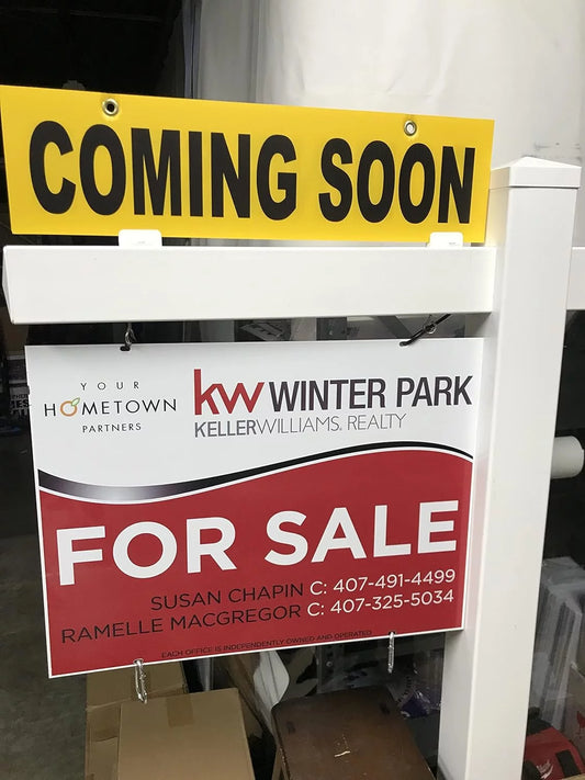 5 Pack COMING SOON Yellow Sign 6” X 24" (COMING SOON) Pre-Printed Double Sides Yellow Corrugated Plastic 4Mm, Sign Board 4Mm, ***Sign , Metal Sign & Sign Post Not Included, Ship Same D