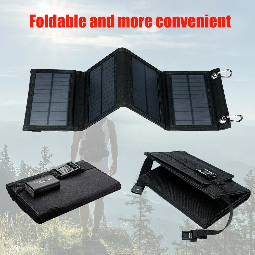 80W Solar Charger Solar Panel Portable Solar Phone Charger Waterproof Power Bank Phone Fishing Hiking Camping Emergency Outdoors