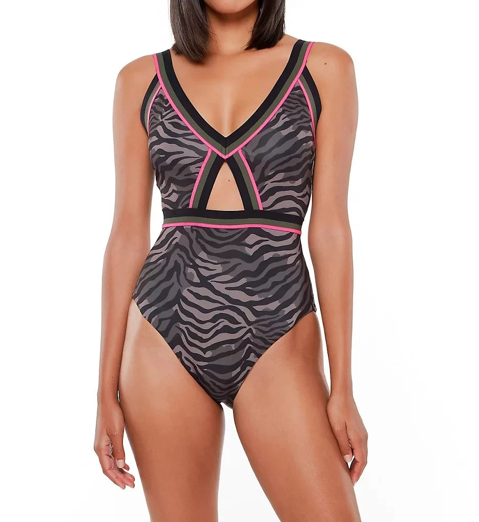 Women's Sanctuary HK21207 Here Kitty Kitty Cutout Mio One Piece Swimsuit (Black L)