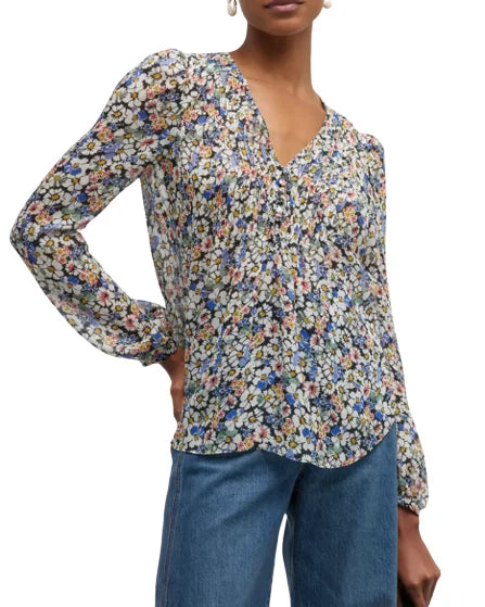 Veronica Beard Women's Multi Lowell Floral Long-Sleeve Blouse, 6