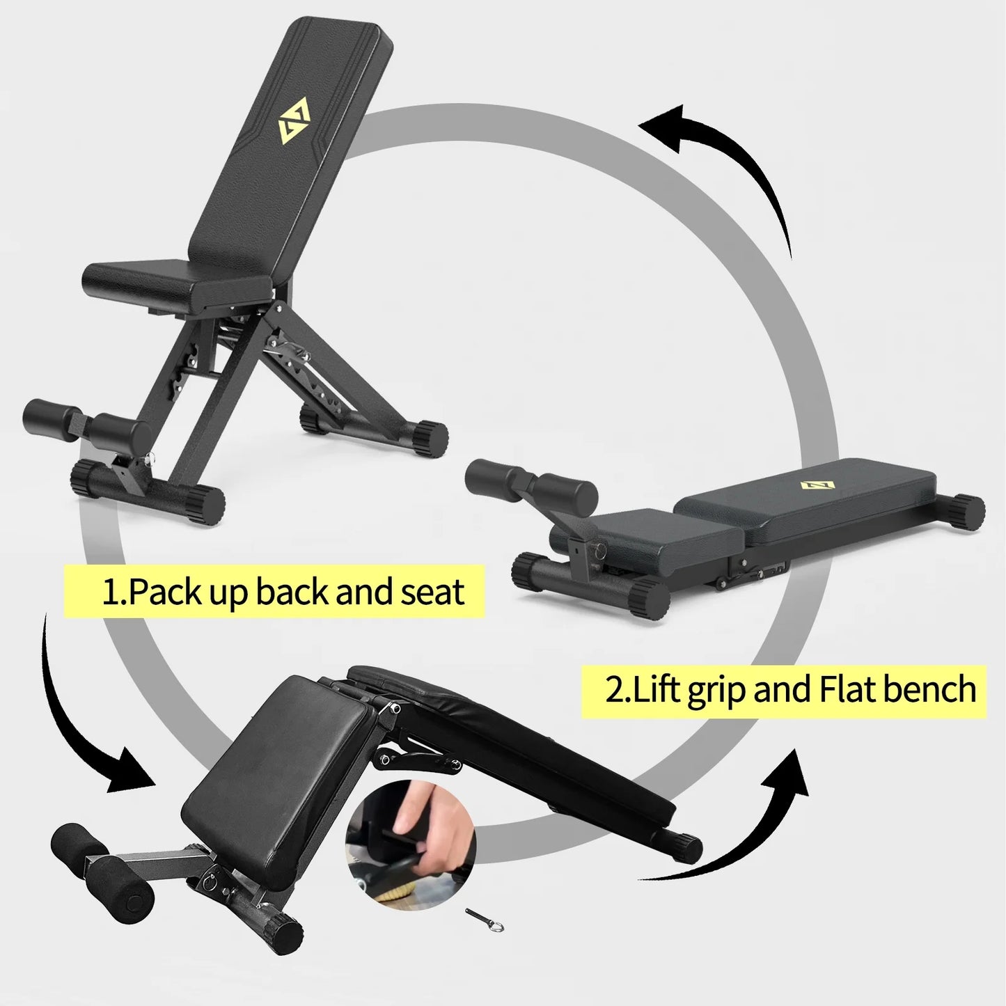 Adjustable Weight Bench, Strength Training Benches Full Body Workout, 880 Pounds Capacity Foldable Incline Bench Set Home Gym