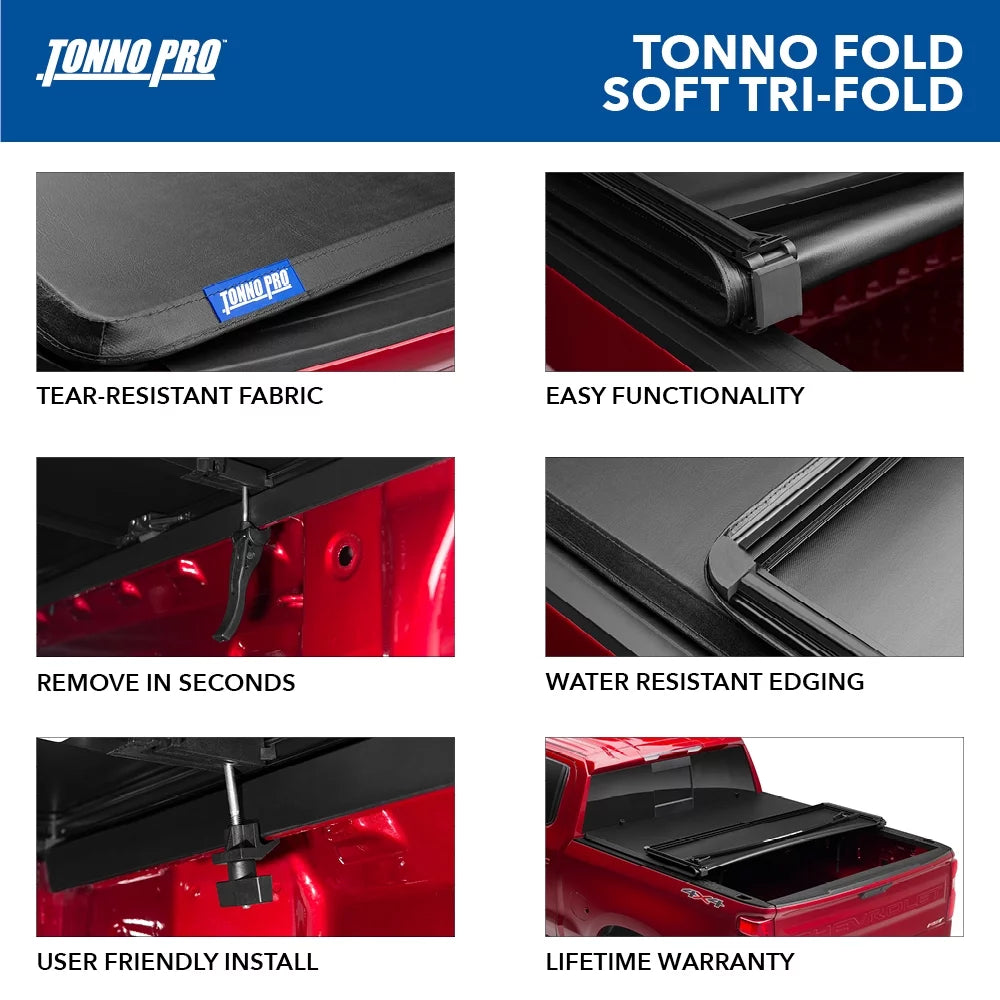 Tonno Pro | Tonno Fold, Soft Folding Truck Bed Tonneau Coating | 42-304 | Fits 1993 - 2011 Ford Ranger 6' Bed (72")