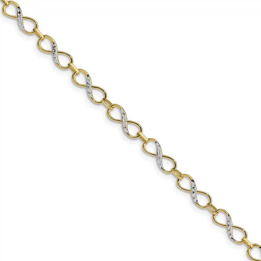 10k Two Tone Gold Infinity Fancy Bracelet