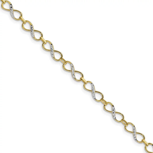 10k Two Tone Gold Infinity Fancy Bracelet