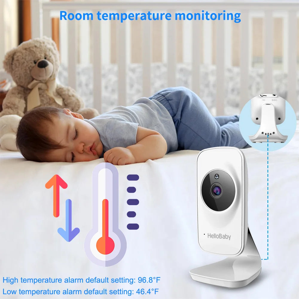 Video Baby Monitor with Camera and Audio, 5" Color LCD Screen, HelloBaby Monitor Camera, Infrared Night Vision, Temperature Display, Lullaby, Two Way Audio and VOX Mode 5 inches