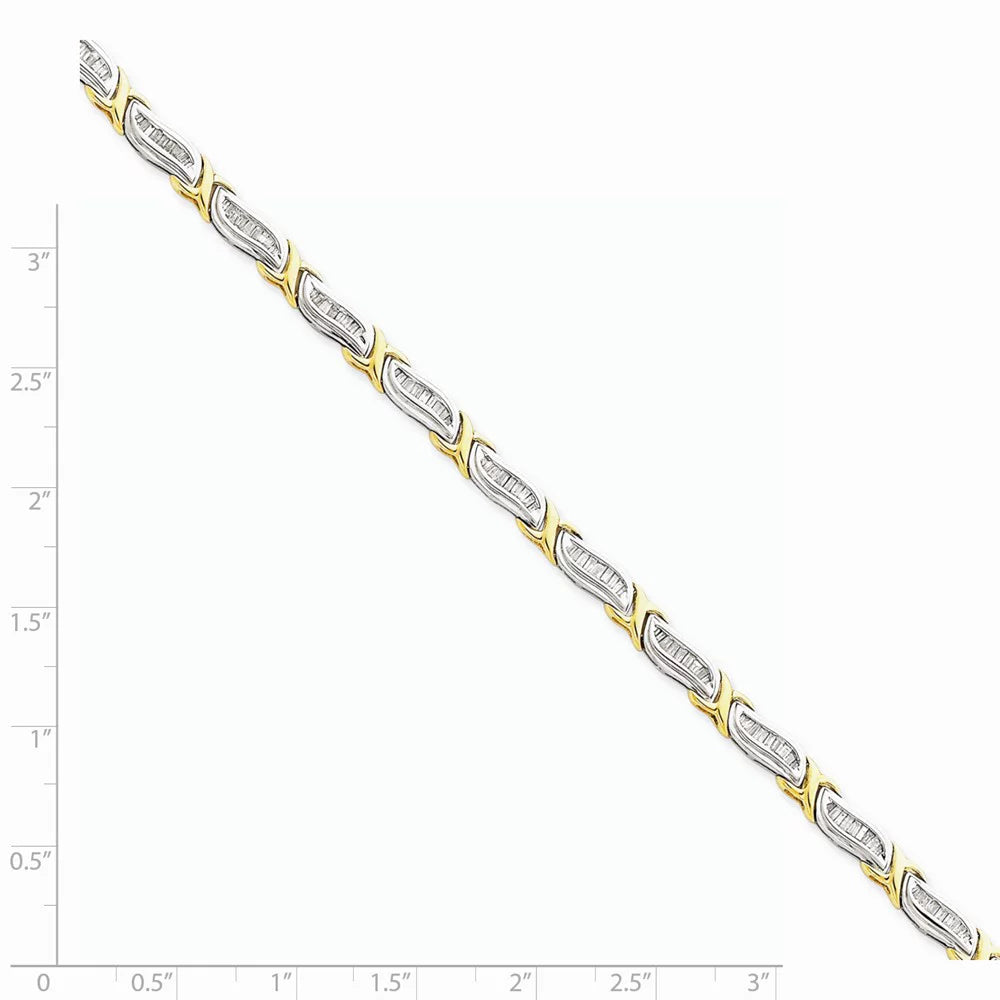 14K Two-Tone Gold 1cttw Baguette Diamond Bracelet