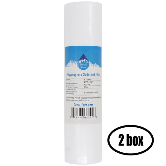 2 Boxes of Replacement Captive Purity CP1333 Polypropylene Sediment Filter - Universal 10-inch 5-Micron Cartridge Captive Purity 75 GPD Deluxe RO/DI Filter System - Denali Pure Brand