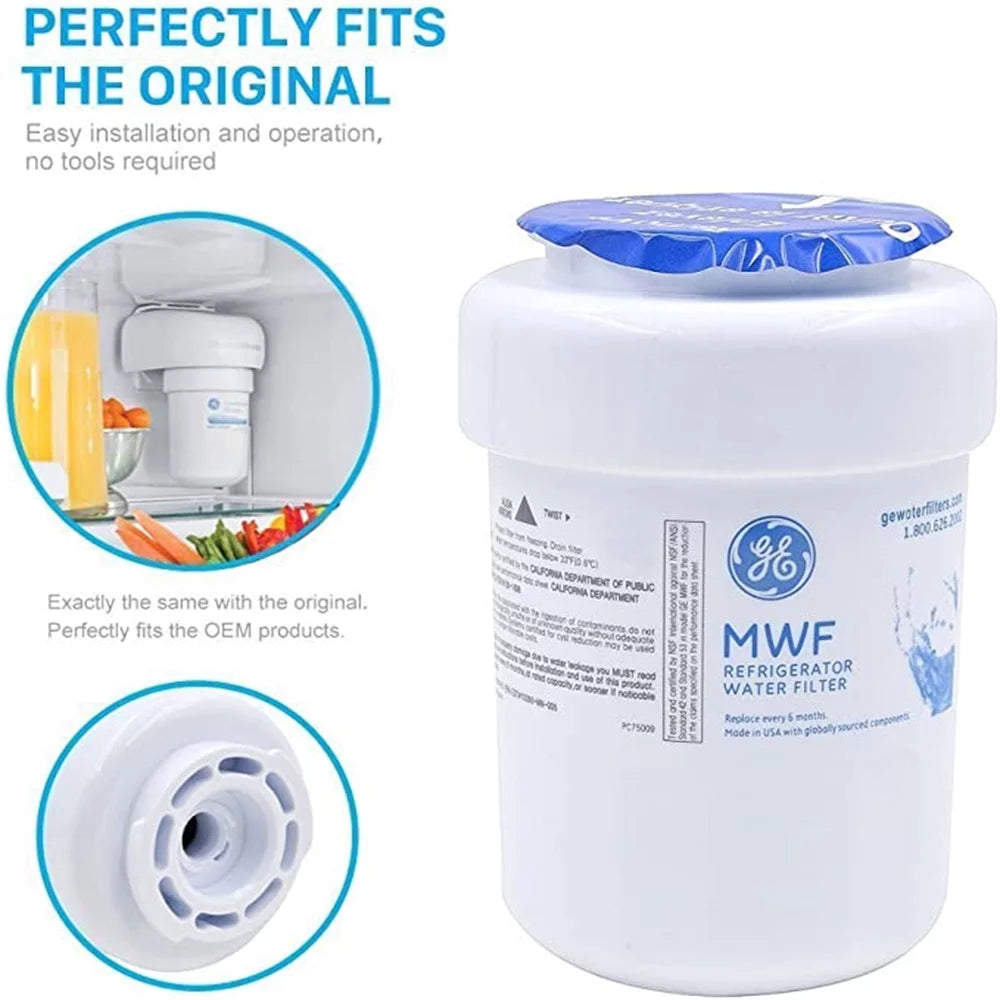 3 Pack MWF Refrigerator Water Filter, Replacement Smart Water MWFP, MWFA, GWF, HDX FMG-1, WFC1201, GSE25GSHECSS, PC75009, RWF1060