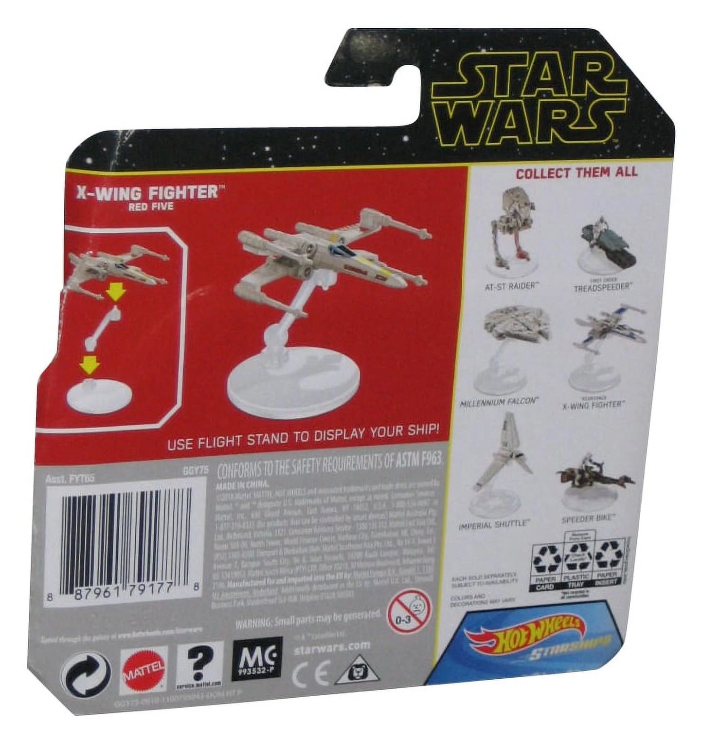 Star Wars Hot Wheels X-Wing Fighter Red Five (2018) Mattel Starships Toy - (Card Has Wear)