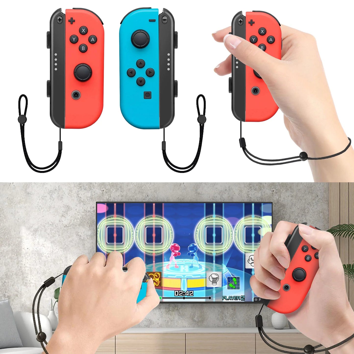 TSV 10-in-1 Switch Sports Games Accessories Kit Nintendo Switch/OLED, Family Accessories Kit with Tennis Racket, Swords, Golf Clubs Grip, Bowling Grip, Leg/Wrist Strap