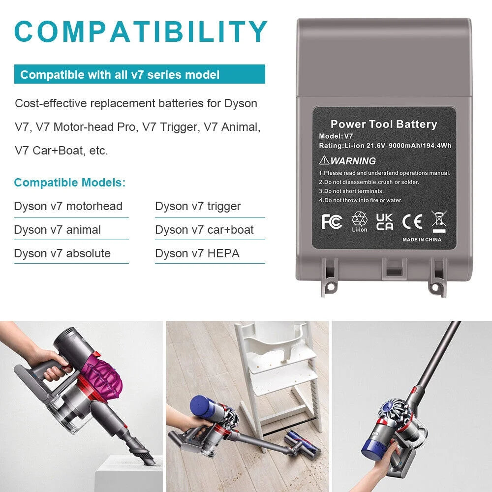 21.6V 6.0Ah Battery For Dyson V7 Vessel SV11 968670-02 Replacement PE