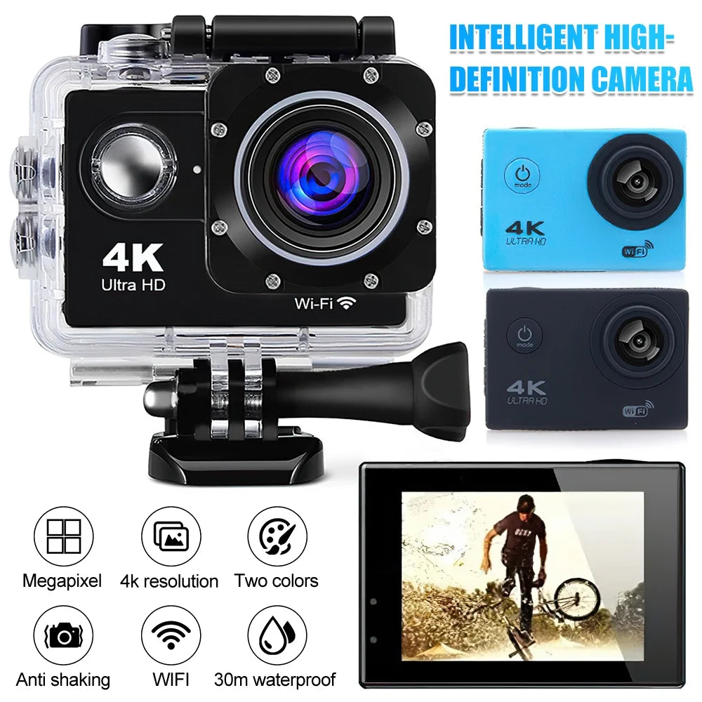 4K Action Camera 170D Underwater Video Recording Helmet Cam Waterproof 2.0-inch Screen WiFi Sports Camera DV Camcorders Recorder