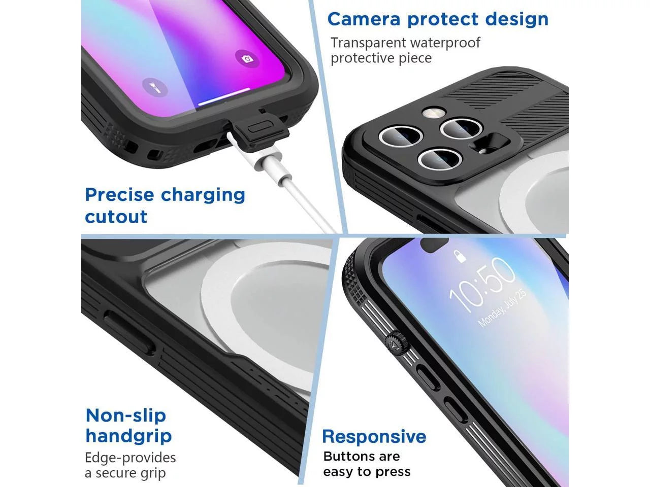 Waterproof Case iPhone 14 Pro Max 6.7 inch, with MagSafe Snowproof, Shockproof Full Body Protection Fully Sealed Underwater Shield