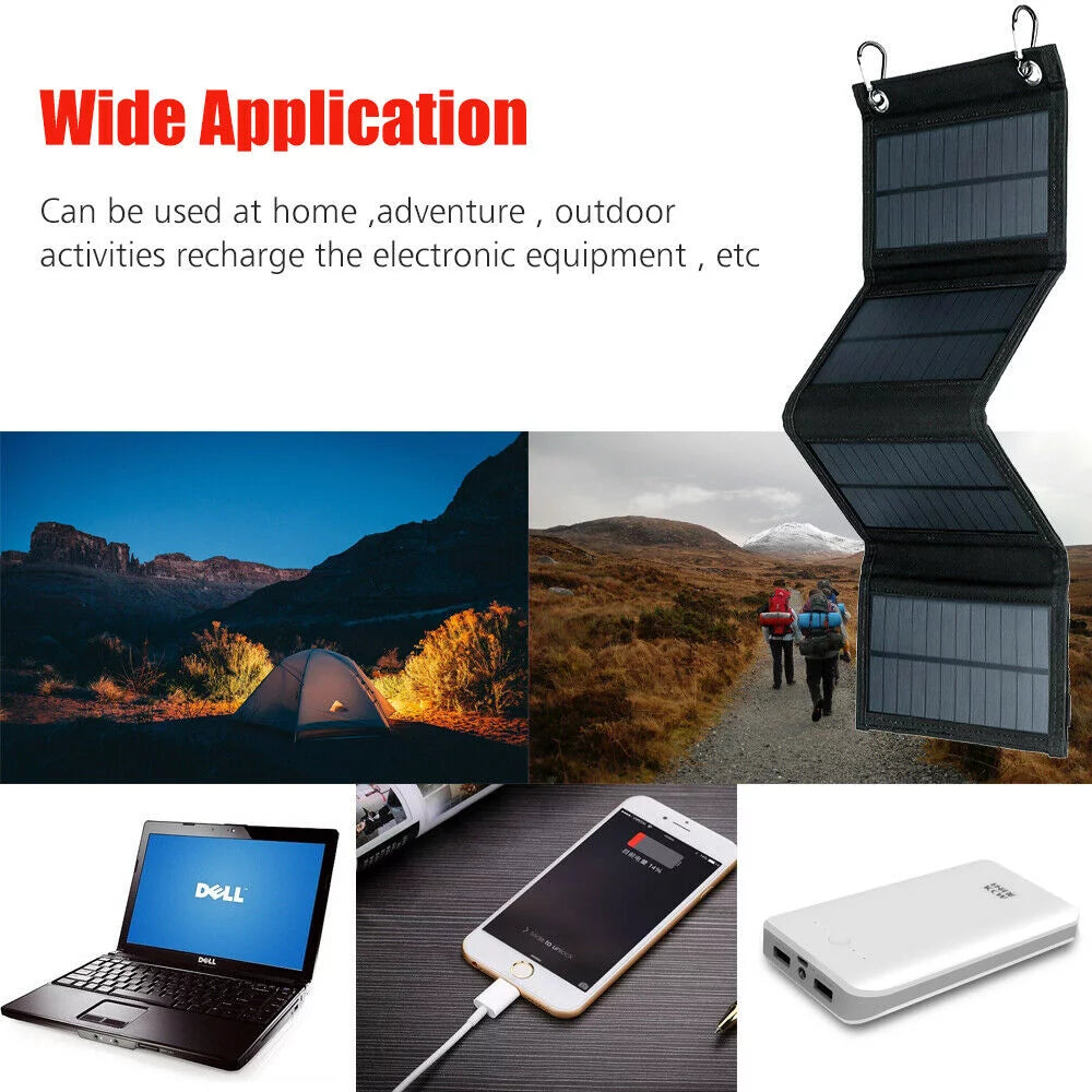 80W Solar Charger Solar Panel Portable Solar Phone Charger Waterproof Power Bank Phone Fishing Hiking Camping Emergency Outdoors