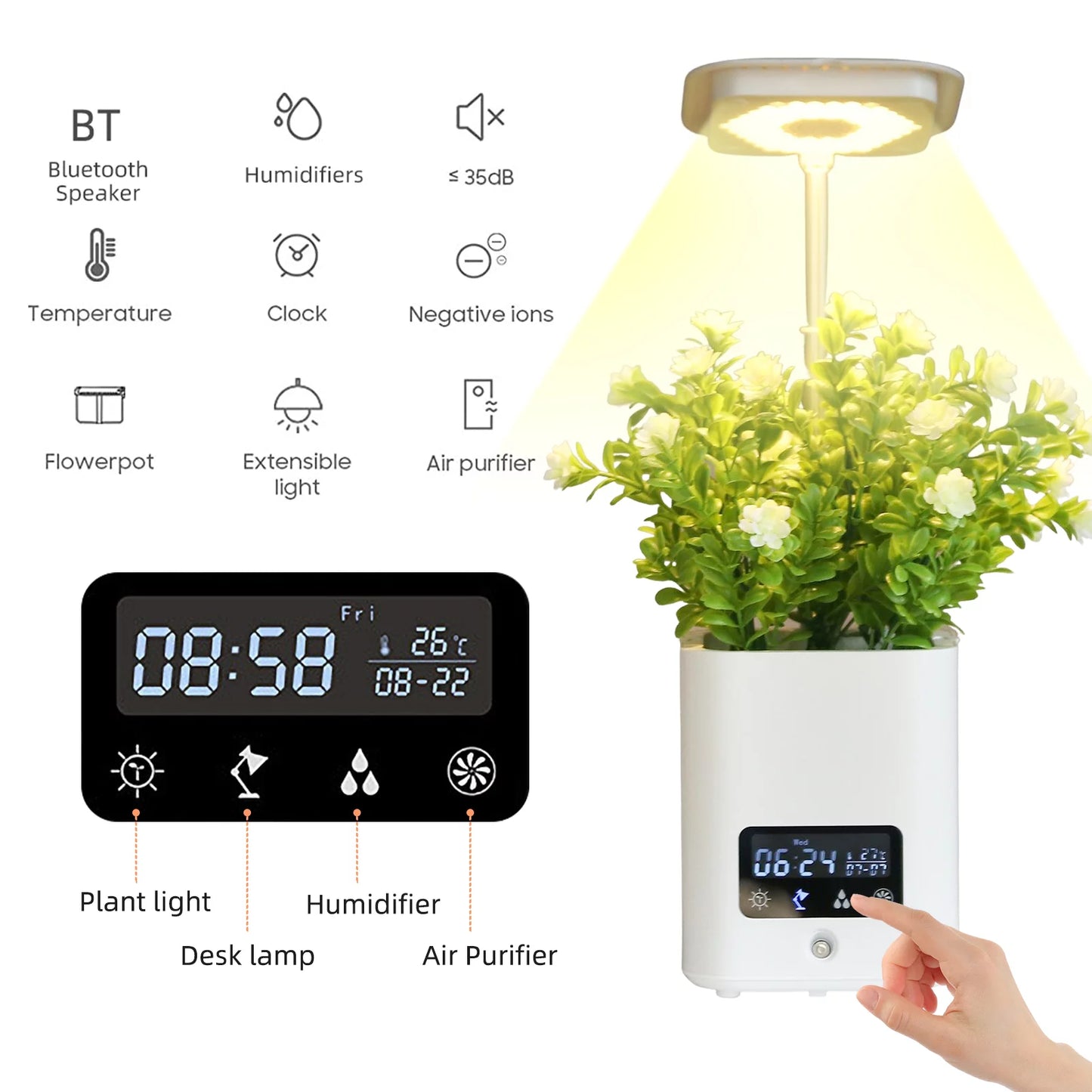 Aibecy Smart Planter Indoor Plants Indoor Garden Grow with Table Desk Lamp Humidifier Automatic Hydroponics Kit Planters Herb Small Plants