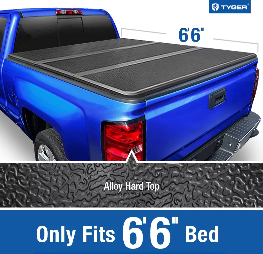 Tyger Auto T5 Alloy Hardtop Truck Bed Tonneau Shield with 2014-2018 Chevy Silverado / GMC Sierra 1500; 2015-2019 2500 HD 3500 HD; 2019 LD/Limited | 6'6" Bed | TG-BC5C3007 | Aluminum