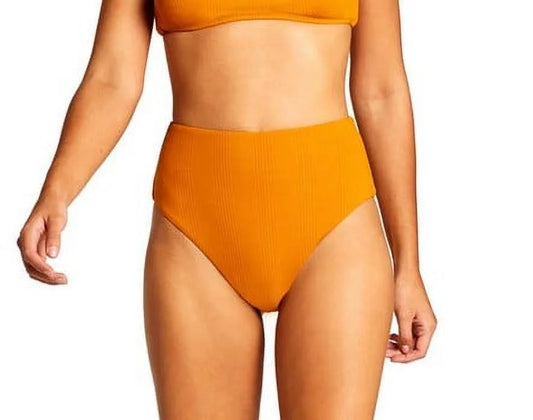 Vitamin A Mila-Barcelona Women's High Waist Gold Cheeky Bikini Bottom Size 4