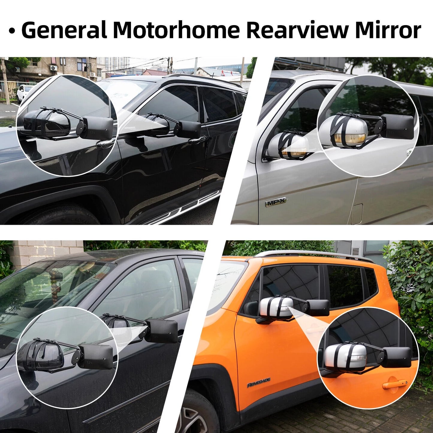 XUKEY 2X Universal Adjustable Trailer Dual Tow Mirror Extension Car Blind Spot W/Strap Fit Pickup Truck