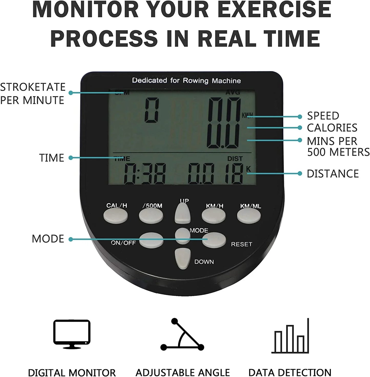 Water Rowig Machie Idoor Water Rower Adjustable Resistace With LCD Moitor Home Gym Equipmet For Whole Body Exercise Traiig