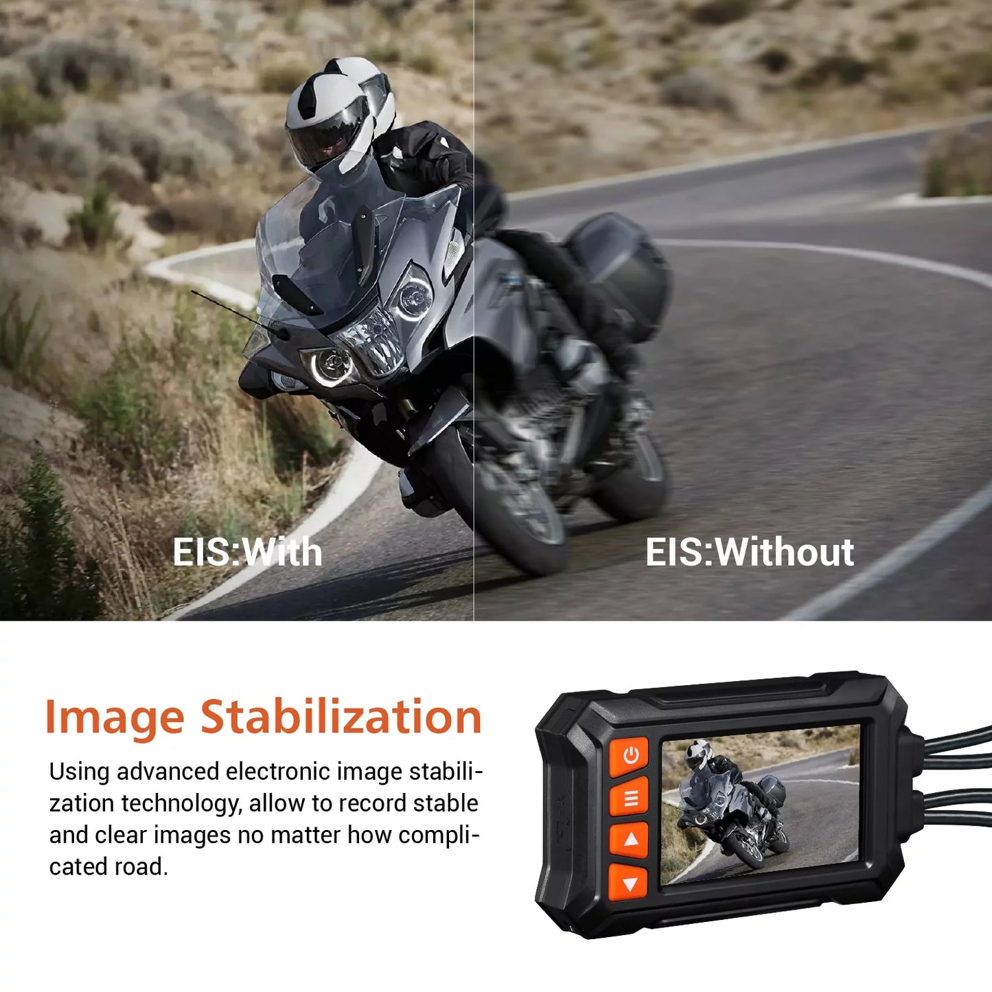 ZOMFOM MD30 Dual 2K 30fps/1080P 60fps Motorcycle Camera, All Waterproof Dash Cam 3'' LCD Front and Rear 150° Wide Angle with Wired Remote, Wi-Fi, GPS, EIS and Race Mode, Max up to 256GB