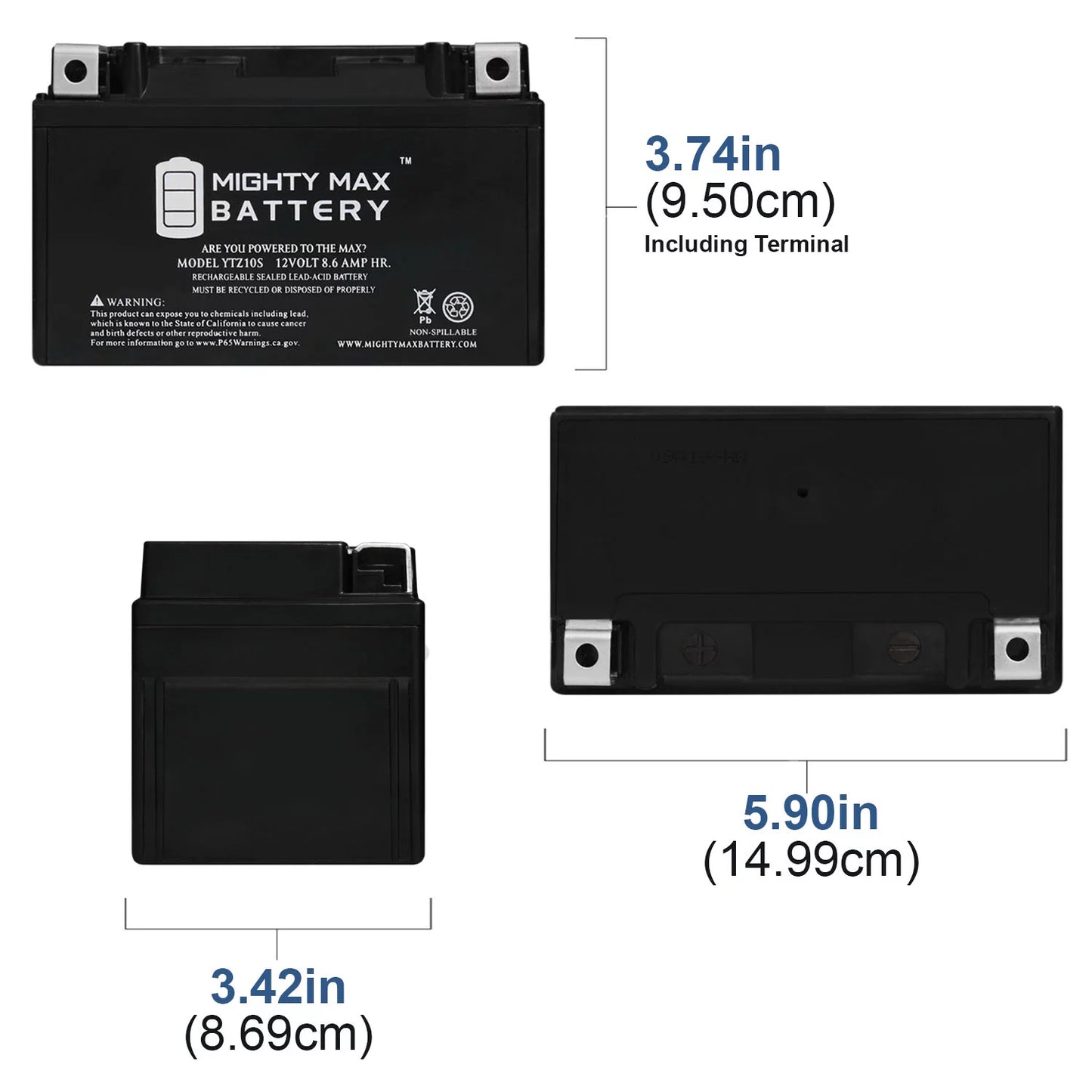 YTZ10S 12V 8.6AH Replacement Battery Fitting with Suzuki 1000 GSX-R1000 00-17 - 2 Pack