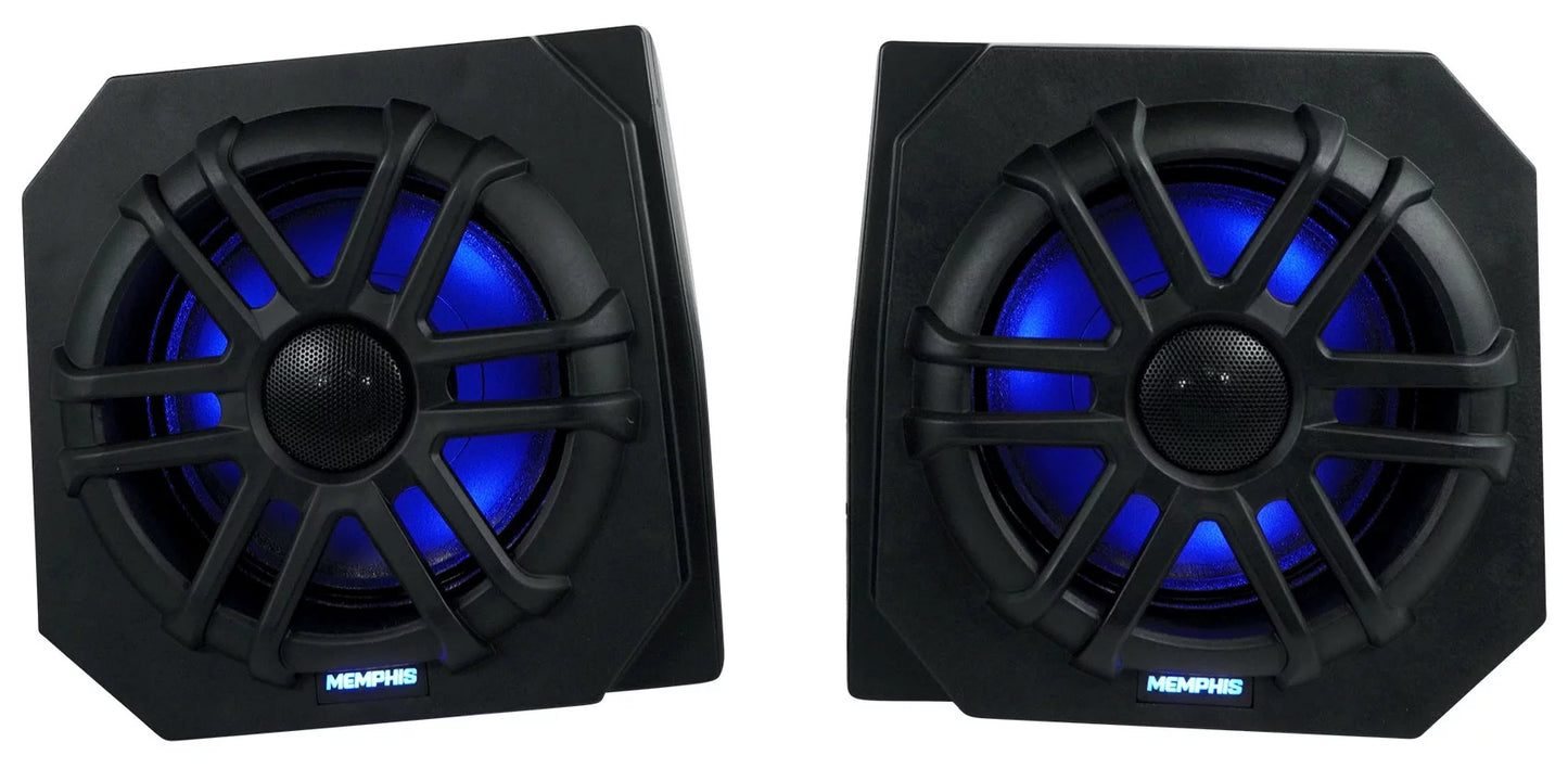 2) Memphis RNGR65FE Pods+LED Tower Speakers+Amp For 2013-17 Polaris Ranger XP900