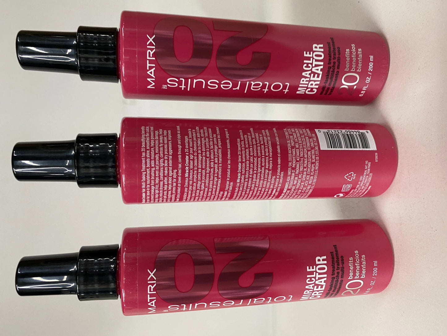 3 Pack MATRIX Total Results Miracle Creator Multi-Tasking Treatment | Ultimate Strengthening Leave-In Treatment | Moisturizing Heat Protectant & Detangler Spray | For Damaged Hair