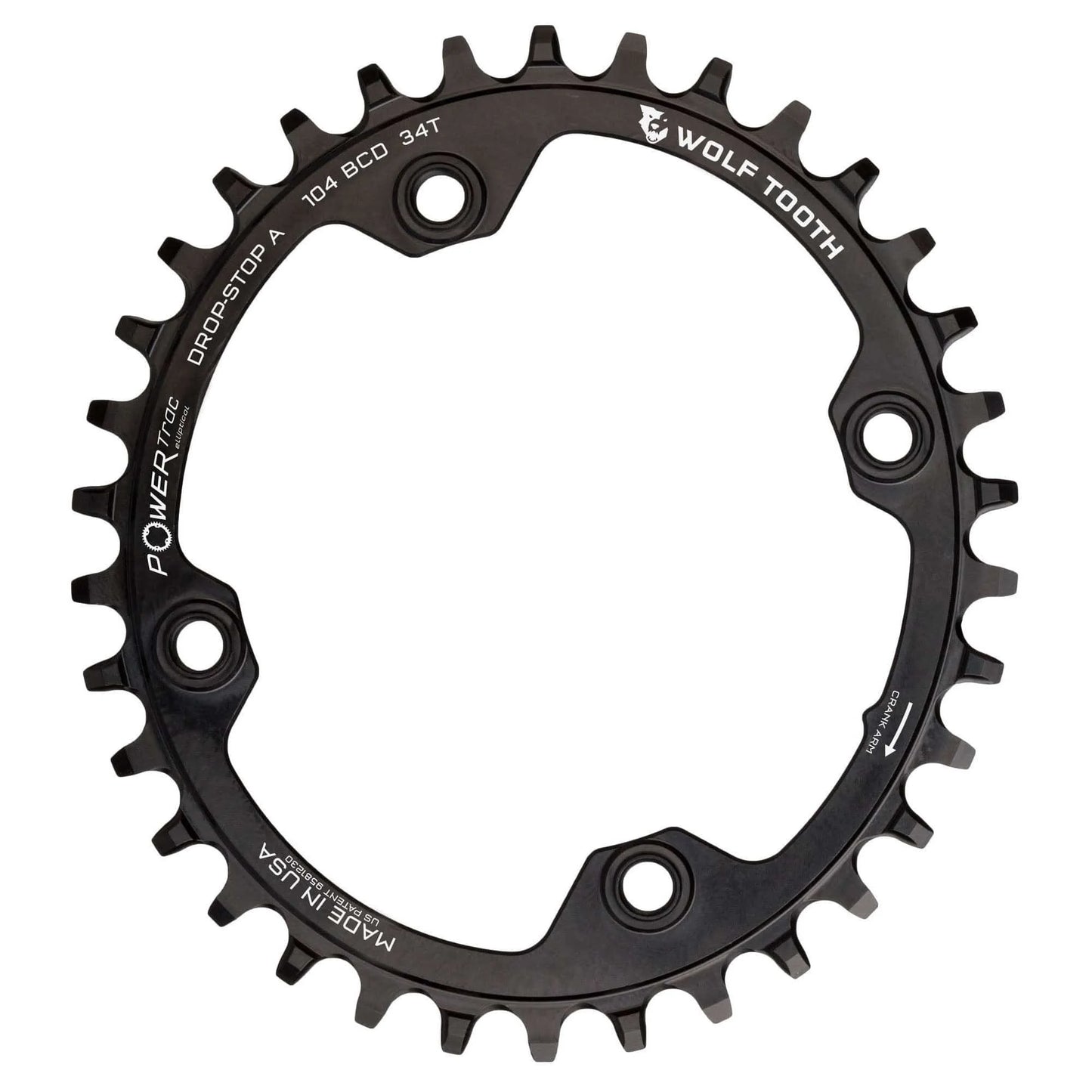 Wolf Tooth Elliptical 104 BCD Hyperglide+ Chainring - Tooth Count: 34 Chainring BCD: 104