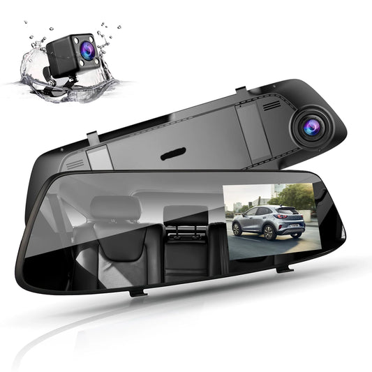 TOGUARD 720P Dual Dash Camera Front and Rearm, 4.3" Full Touch Screen, Rear View Mirror Camera, Night Vision, Parking Assist, Loop Recording, G-Sensor