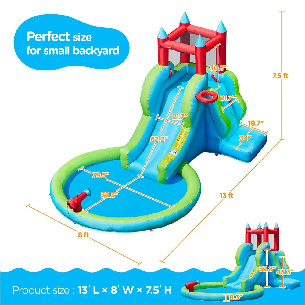 Topeakmart Inflatable Water Slide with Climbing Wall, Cyan